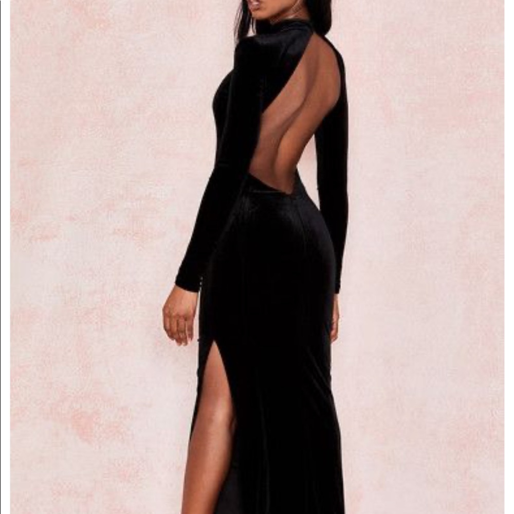 BNWT Gabriella Black Velvet Open Back Dress